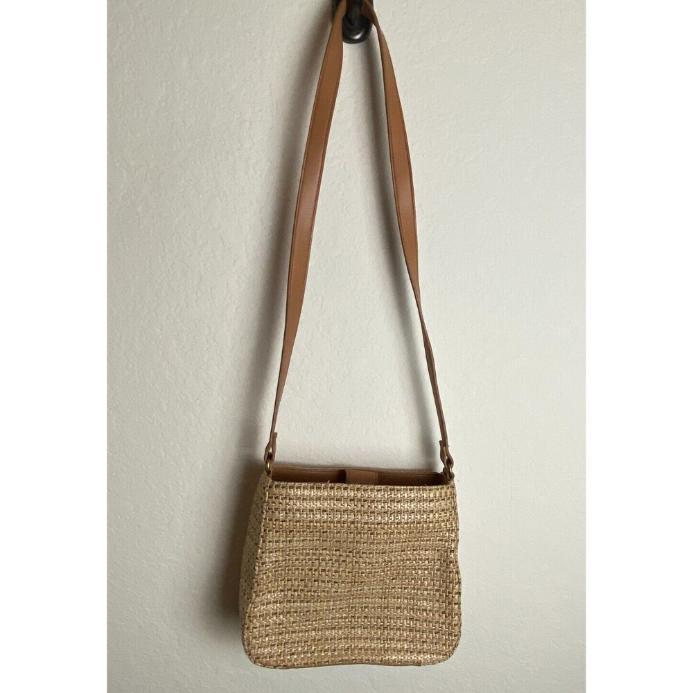 Fossil 1954 Womens Straw-Effect Crossbody Bag Brown Magnetic Handcrafted - 75032